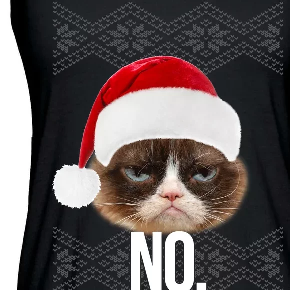 Funny Cat NO Meme Ugly Christmas Sweater Ladies Essential Flowy Tank