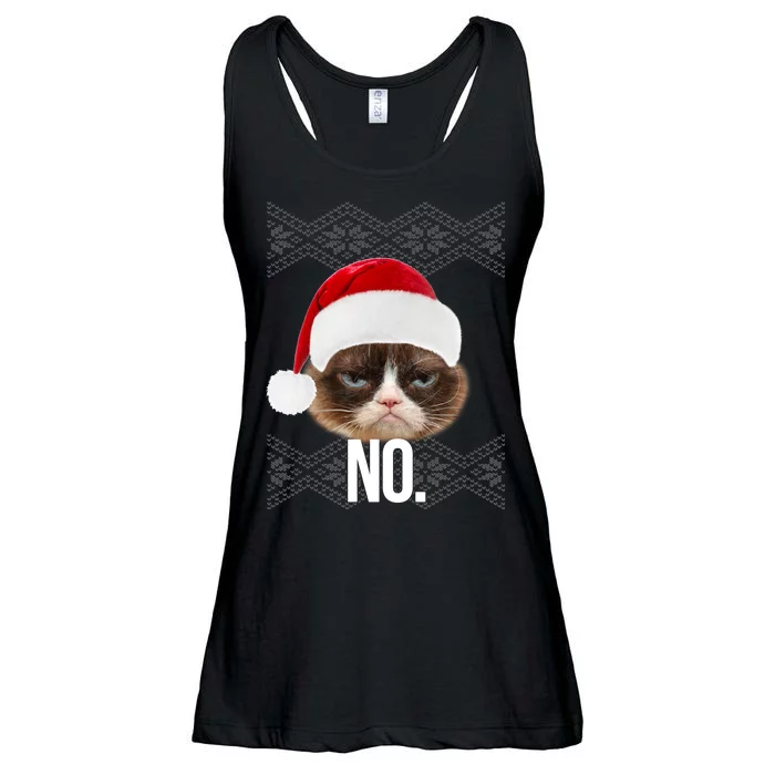 Funny Cat NO Meme Ugly Christmas Sweater Ladies Essential Flowy Tank