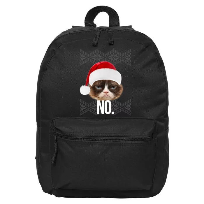 Funny Cat NO Meme Ugly Christmas Sweater 16 in Basic Backpack