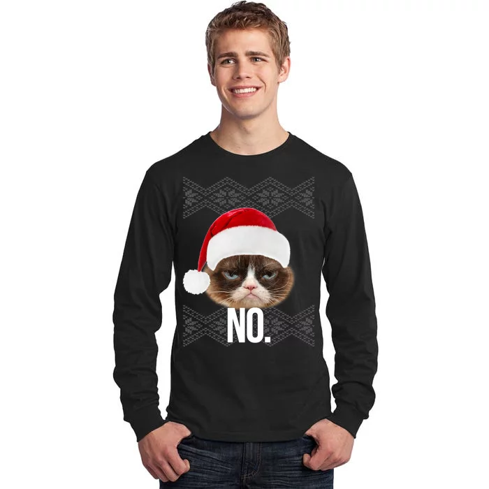 Funny Cat NO Meme Ugly Christmas Sweater Tall Long Sleeve T-Shirt