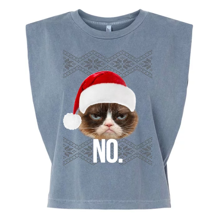 Funny Cat NO Meme Ugly Christmas Sweater Garment-Dyed Women's Muscle Tee