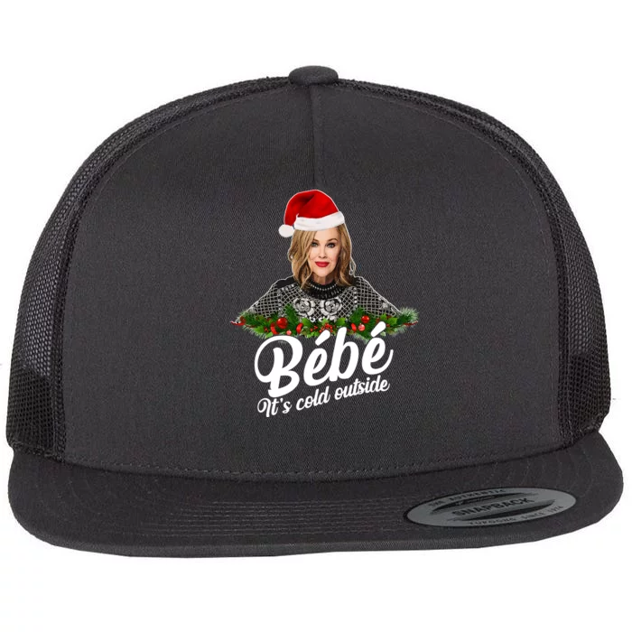 Funny Christmas Bebe It's Cold Outside Flat Bill Trucker Hat