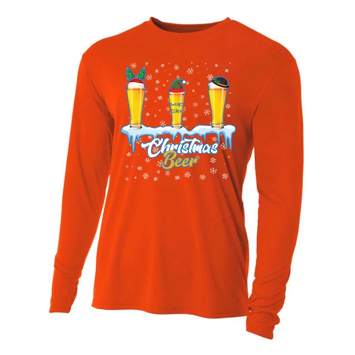 Funny Christmas Beer Cooling Performance Long Sleeve Crew