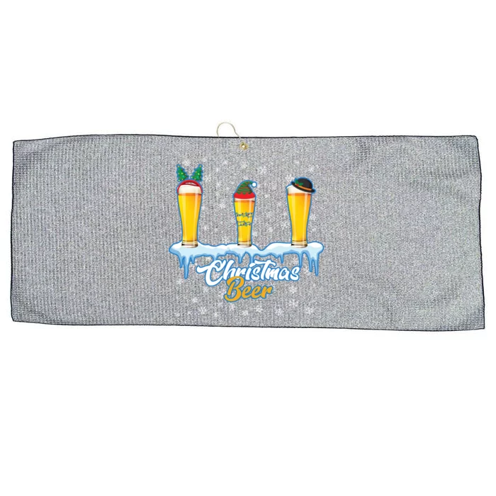 Funny Christmas Beer Large Microfiber Waffle Golf Towel