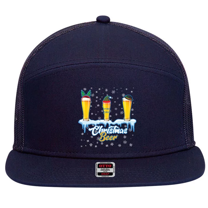 Funny Christmas Beer 7 Panel Mesh Trucker Snapback Hat