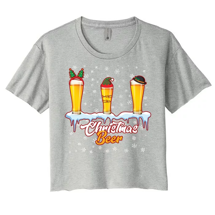 Funny Christmas Beer Women's Crop Top Tee