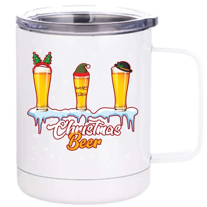 Funny Christmas Beer Front & Back 12oz Stainless Steel Tumbler Cup