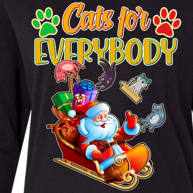 Funny Christmas Cats For Everyone Santa Claus Womens Cotton Relaxed Long Sleeve T-Shirt