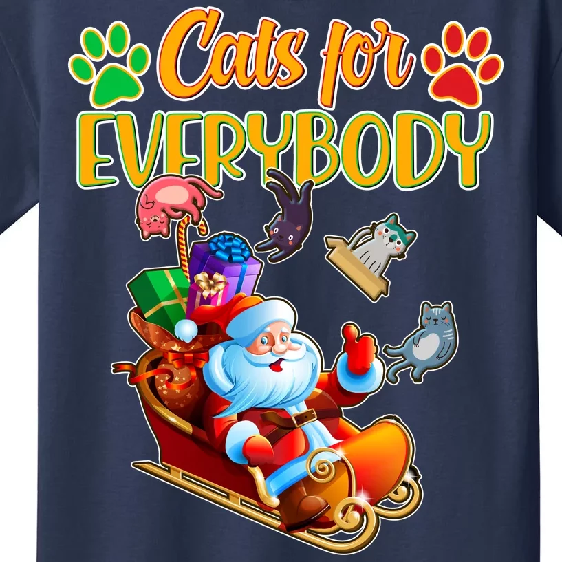 Funny Christmas Cats For Everyone Santa Claus Kids T-Shirt