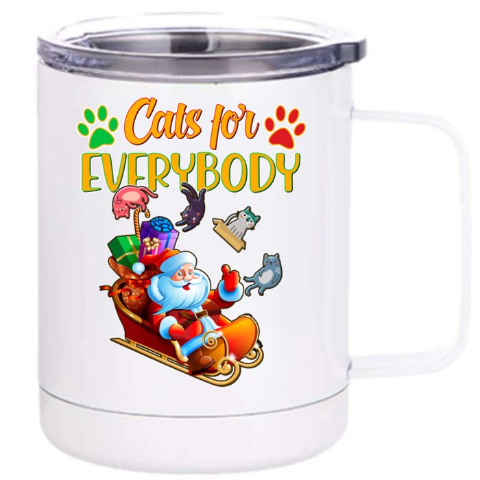 Funny Christmas Cats For Everyone Santa Claus Front & Back 12oz Stainless Steel Tumbler Cup