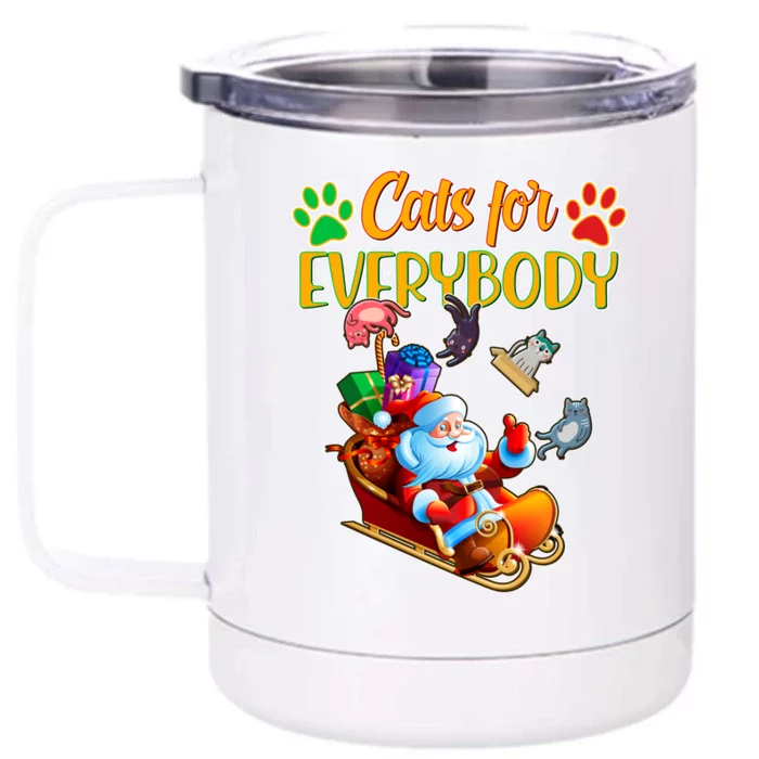 Funny Christmas Cats For Everyone Santa Claus Front & Back 12oz Stainless Steel Tumbler Cup