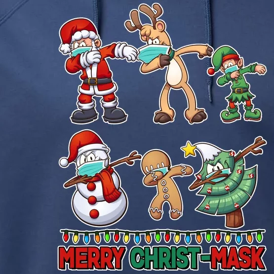 Funny Christmas Dabbing Merry Christ-Mask Performance Fleece Hoodie