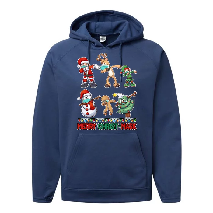 Funny Christmas Dabbing Merry Christ-Mask Performance Fleece Hoodie