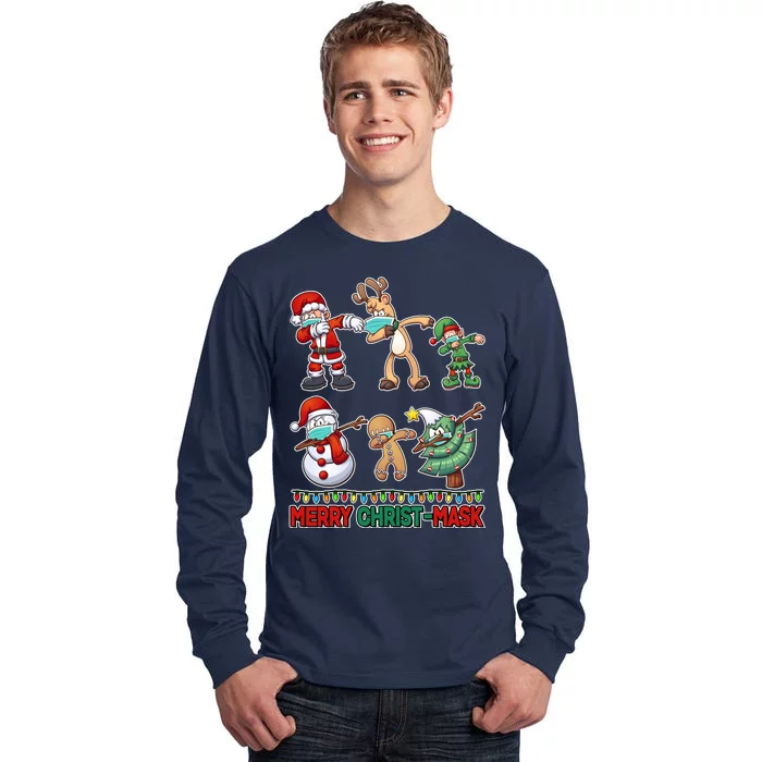 Funny Christmas Dabbing Merry Christ-Mask Tall Long Sleeve T-Shirt