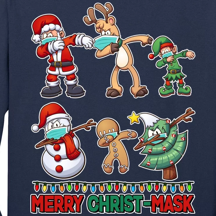 Funny Christmas Dabbing Merry Christ-Mask Tall Long Sleeve T-Shirt