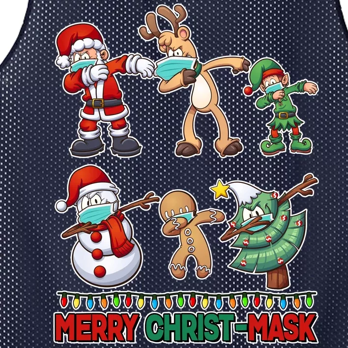 Funny Christmas Dabbing Merry Christ-Mask Mesh Reversible Basketball Jersey Tank