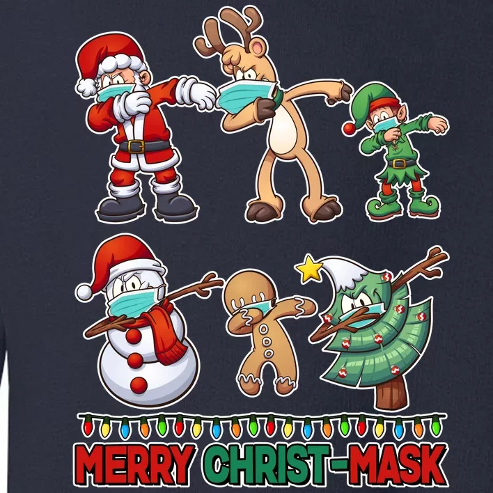 Funny Christmas Dabbing Merry Christ-Mask Toddler Sweatshirt