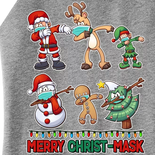 Funny Christmas Dabbing Merry Christ-Mask Women’s Perfect Tri Rocker Tank