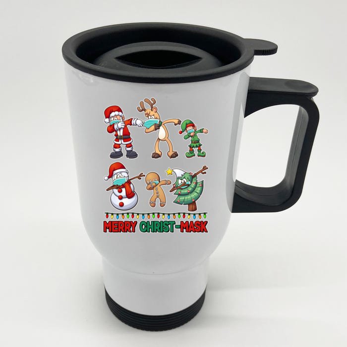 Funny Christmas Dabbing Merry Christ-Mask Front & Back Stainless Steel Travel Mug