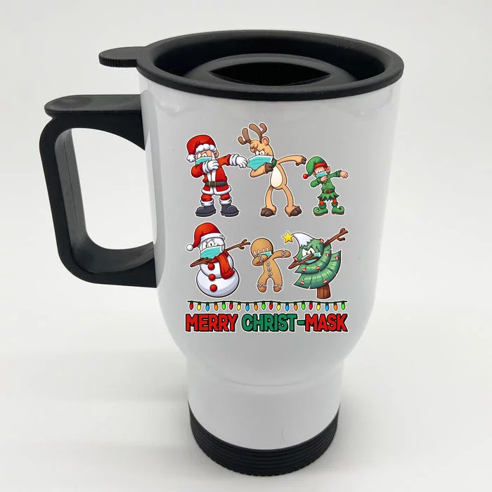 Funny Christmas Dabbing Merry Christ-Mask Front & Back Stainless Steel Travel Mug