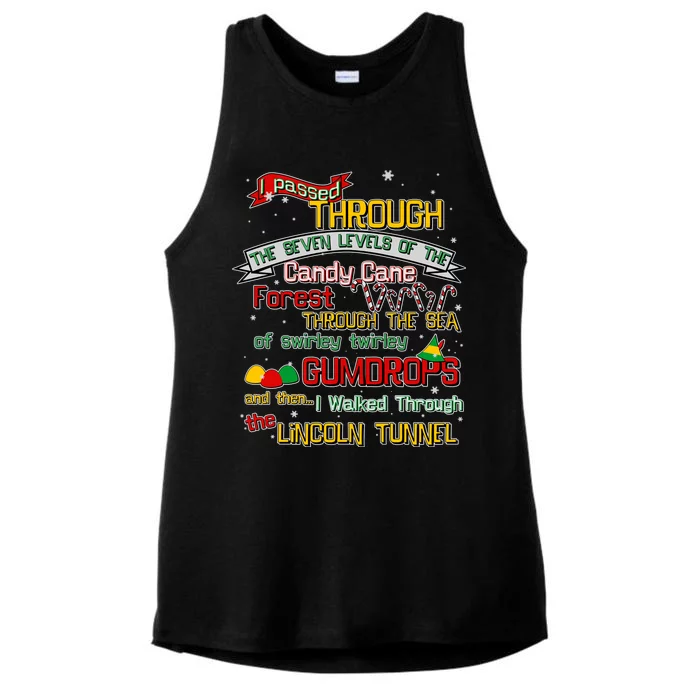 Funny Christmas Elf Map Ladies Tri-Blend Wicking Tank