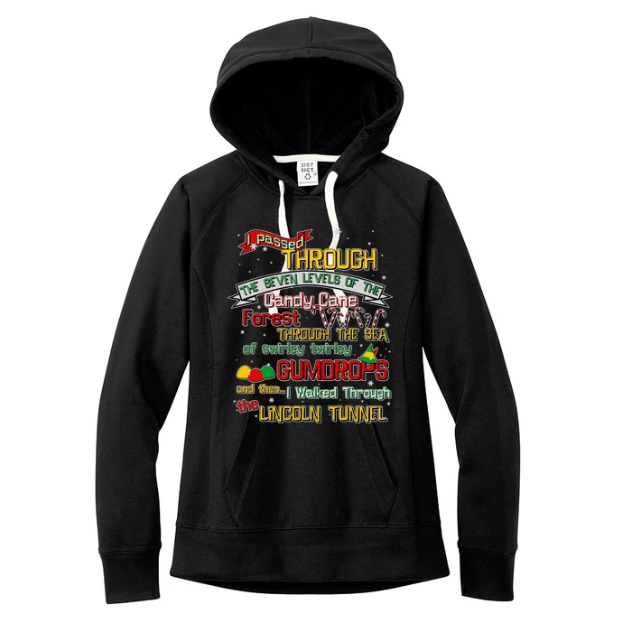 Funny Christmas Elf Map Women's Fleece Hoodie