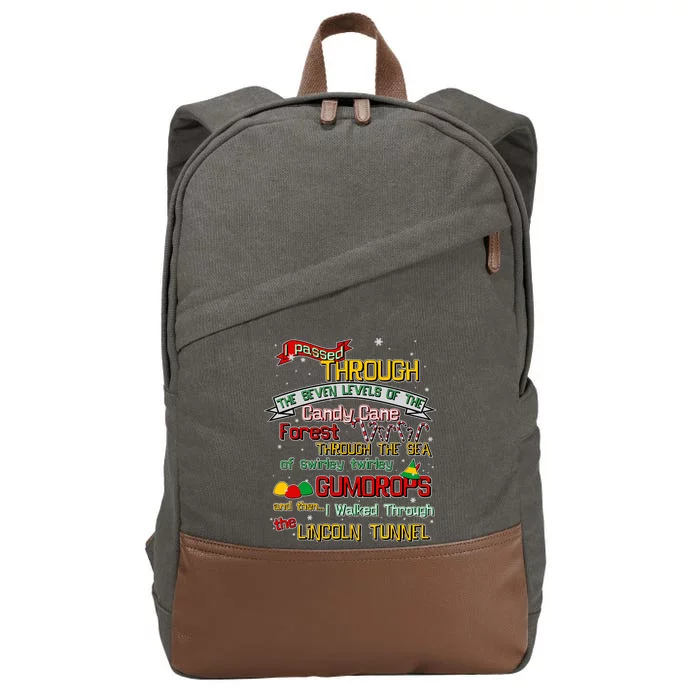 Funny Christmas Elf Map Cotton Canvas Backpack