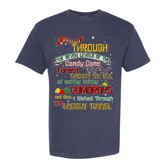 Funny Christmas Elf Map Garment-Dyed Heavyweight T-Shirt