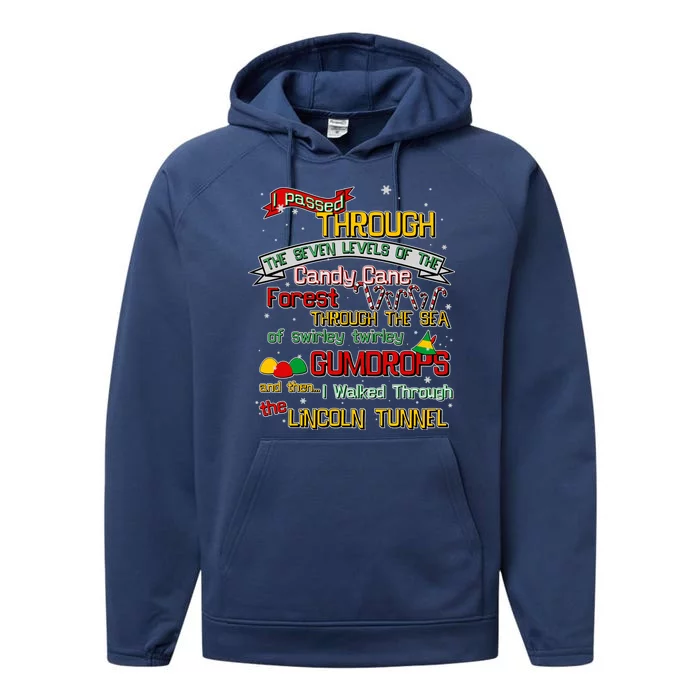 Funny Christmas Elf Map Performance Fleece Hoodie