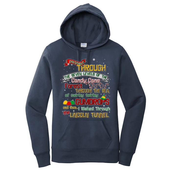 Funny Christmas Elf Map Women's Pullover Hoodie