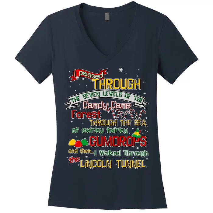 Funny Christmas Elf Map Women's V-Neck T-Shirt