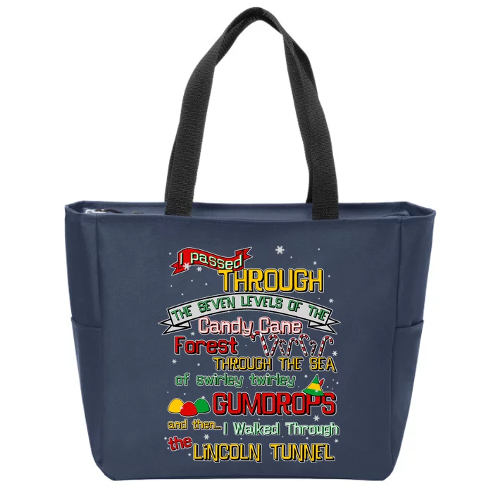 Funny Christmas Elf Map Zip Tote Bag