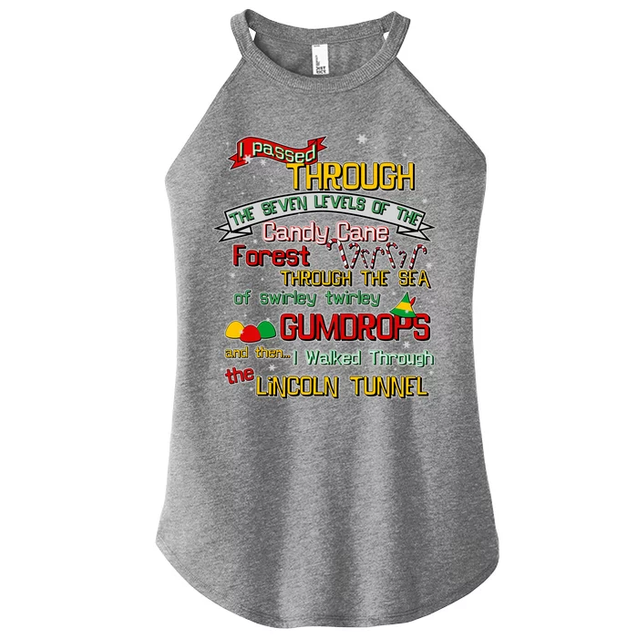 Funny Christmas Elf Map Women’s Perfect Tri Rocker Tank