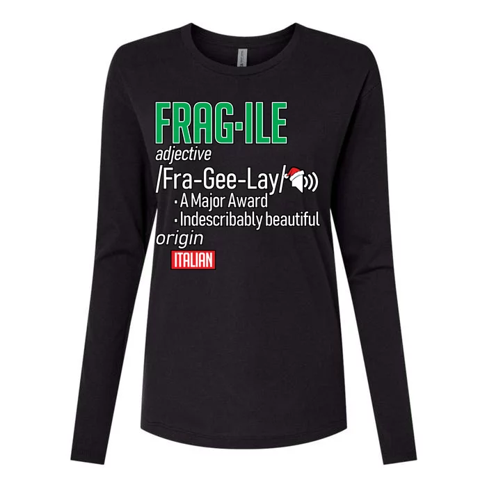 Funny Christmas Fragile Definition Womens Cotton Relaxed Long Sleeve T-Shirt