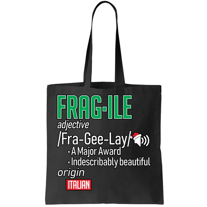 Funny Christmas Fragile Definition Tote Bag