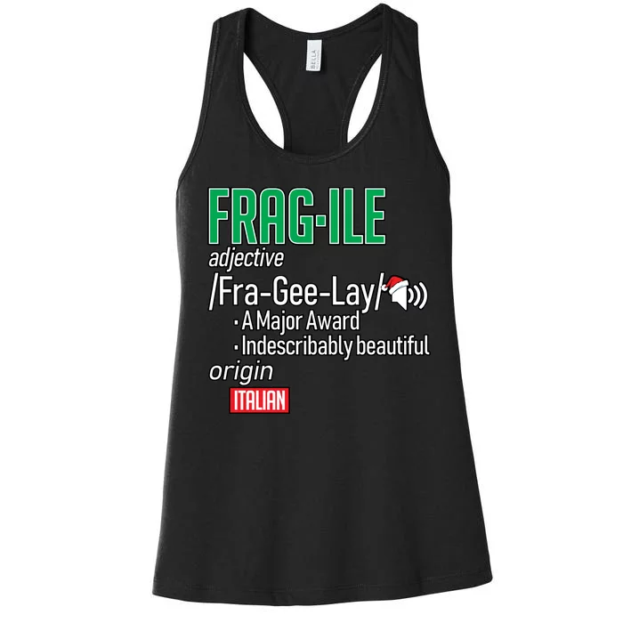 Funny Christmas Fragile Definition Women's Racerback Tank