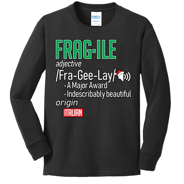 Funny Christmas Fragile Definition Kids Long Sleeve Shirt