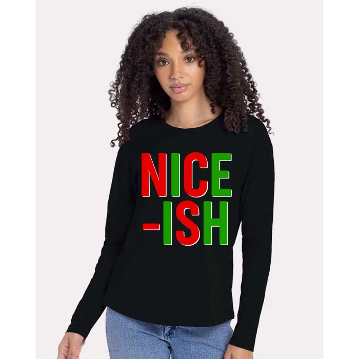 Funny Christmas Nice-ish Womens Cotton Relaxed Long Sleeve T-Shirt