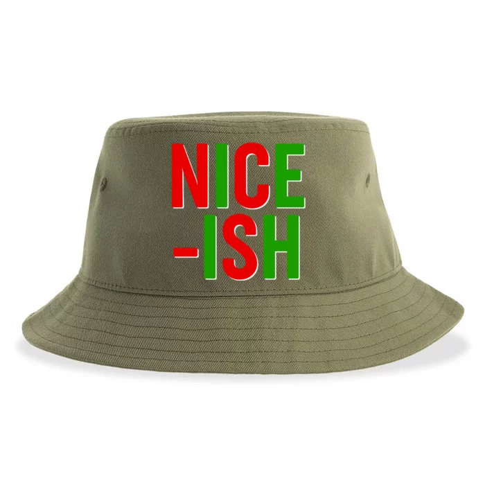 Funny Christmas Nice-ish Sustainable Bucket Hat