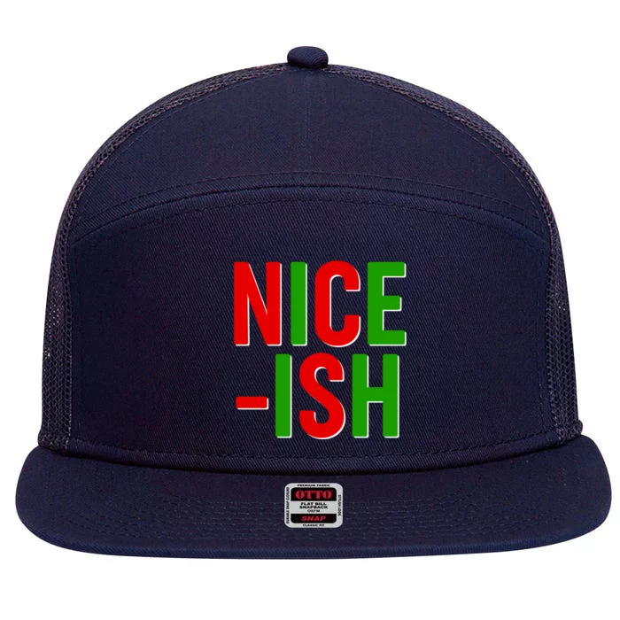 Funny Christmas Nice-ish 7 Panel Mesh Trucker Snapback Hat