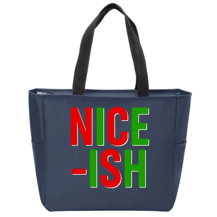 Funny Christmas Nice-ish Zip Tote Bag