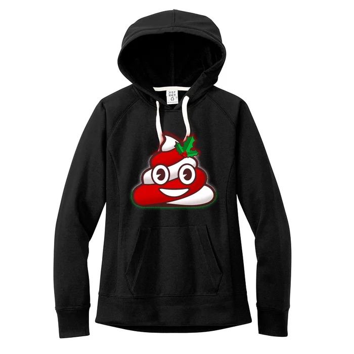 Funny Christmas Poop Emoji Women's Fleece Hoodie