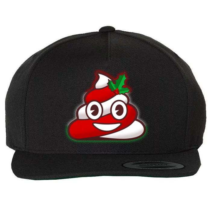 Funny Christmas Poop Emoji Wool Snapback Cap