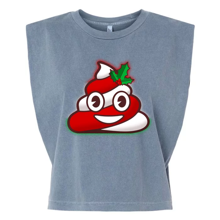 Funny Christmas Poop Emoji Garment-Dyed Women's Muscle Tee