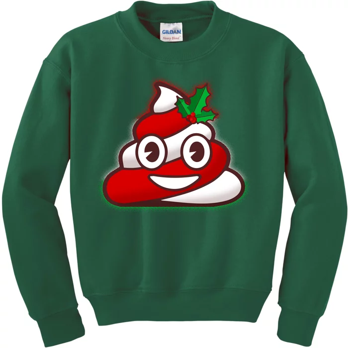 Funny Christmas Poop Emoji Kids Sweatshirt