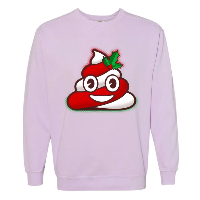 Funny Christmas Poop Emoji Garment-Dyed Sweatshirt