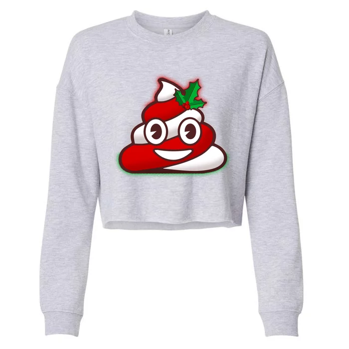 Funny Christmas Poop Emoji Cropped Pullover Crew