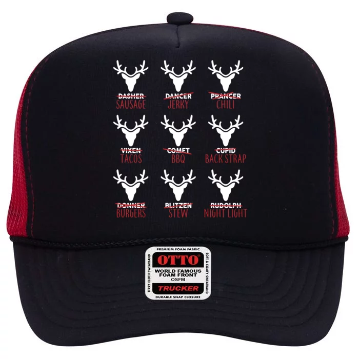 Funny Christmas Reindeer Names High Crown Mesh Trucker Hat