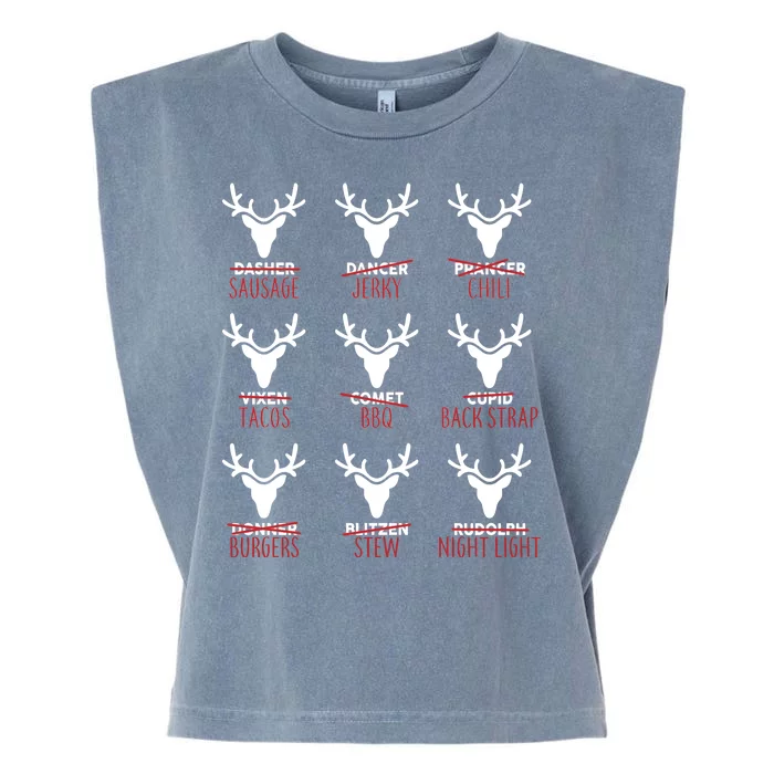 Funny Christmas Reindeer Names Garment-Dyed Women's Muscle Tee