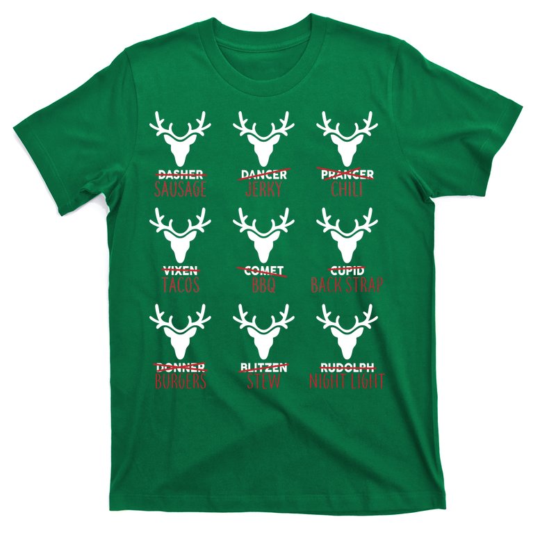 Funny Christmas Reindeer Names T-Shirt | TeeShirtPalace